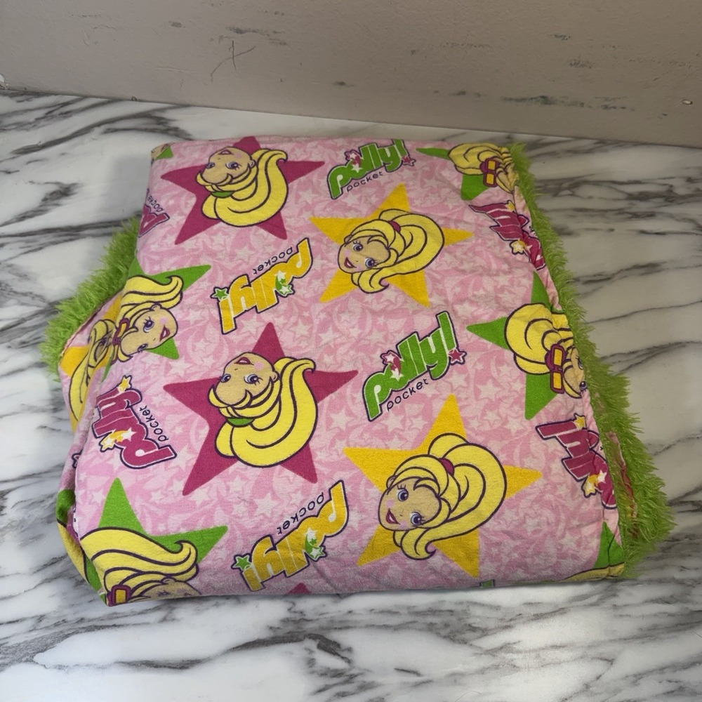 RARE VTG HANDMADE Polly Pocket Soft Plush Throw Blanket 52x52"‎ Y2K 90s Fabric